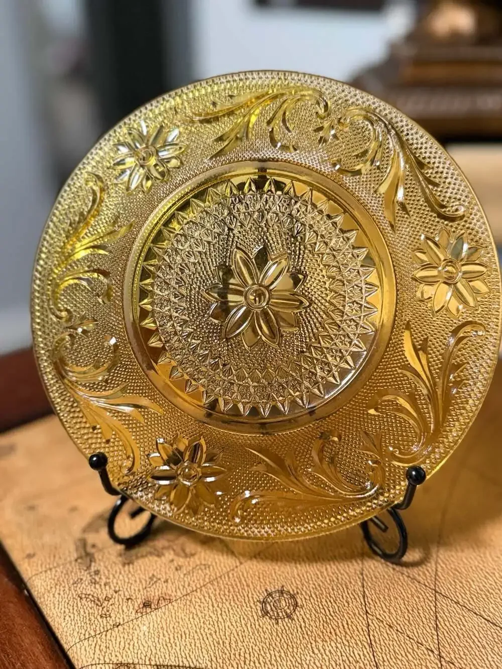 Indiana Glass Tiara Sandwich Plate Size 7.25 Amber Glass